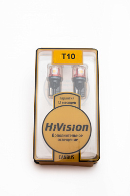 Лампа светодиодная HiVision T10 - canbus ORANGE