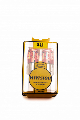 Лампа светодиодная HiVision S25 (1156), одноконтактная, CSP, оранжевый, 2шт
