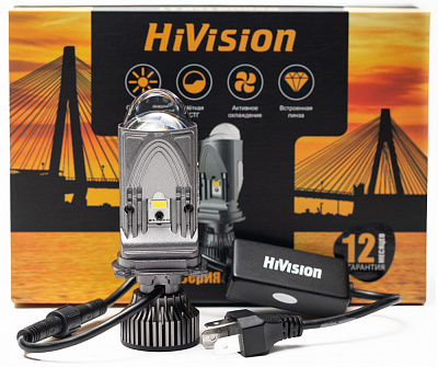 Лампа светодиодная HiVision L1 Lens (H4, 6000K)